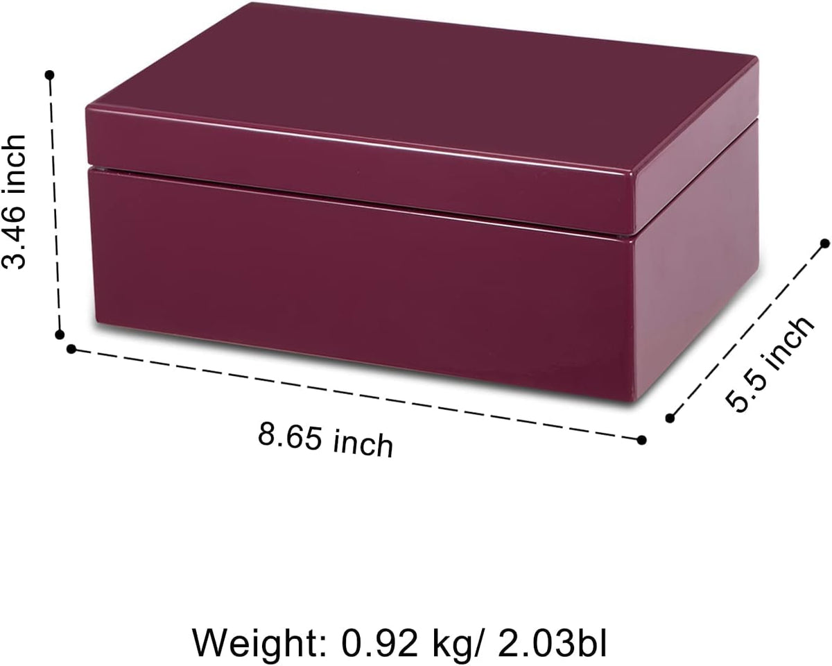 Voova 2-Layer Wooden Jewelry Box with Mirror, Purple