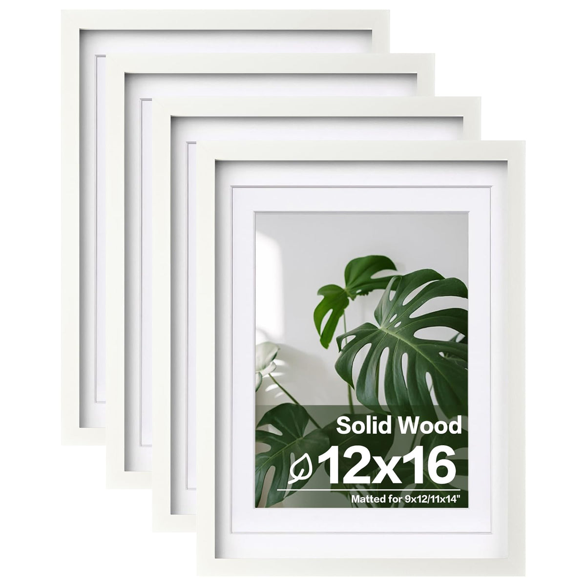 Egofine 11x14 Picture Frames 4 Pack Display Pictures 5x7/8x10 with Mat or 11x14 Without Mat Made of Solid Wood Covered by Plexiglass for Table Top Display and Wall Mounting Photo Frame, Light Brown