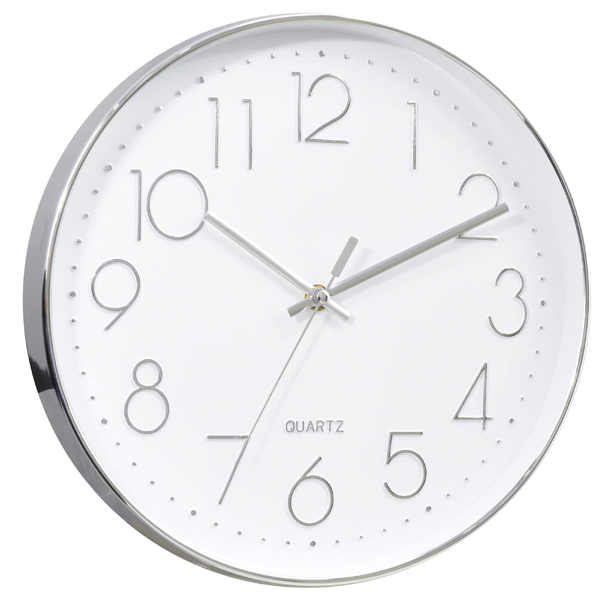 Tosnail 12 Inch Large Non Ticking Wall Clock, Round Silent Battery Operated Wall Clock for Living Room, Bathroom, Bedroom, Kitchen, Office Wall Decor - Modern Black Frame