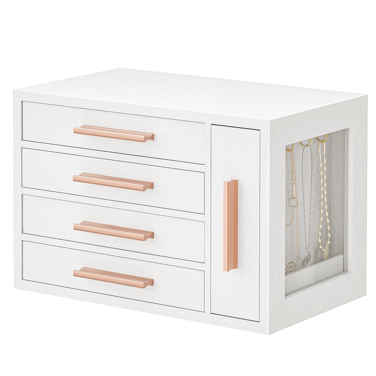 HOOBRO Jewelry Box for Women, Wooden Jewelry Organizer, Transparent Window