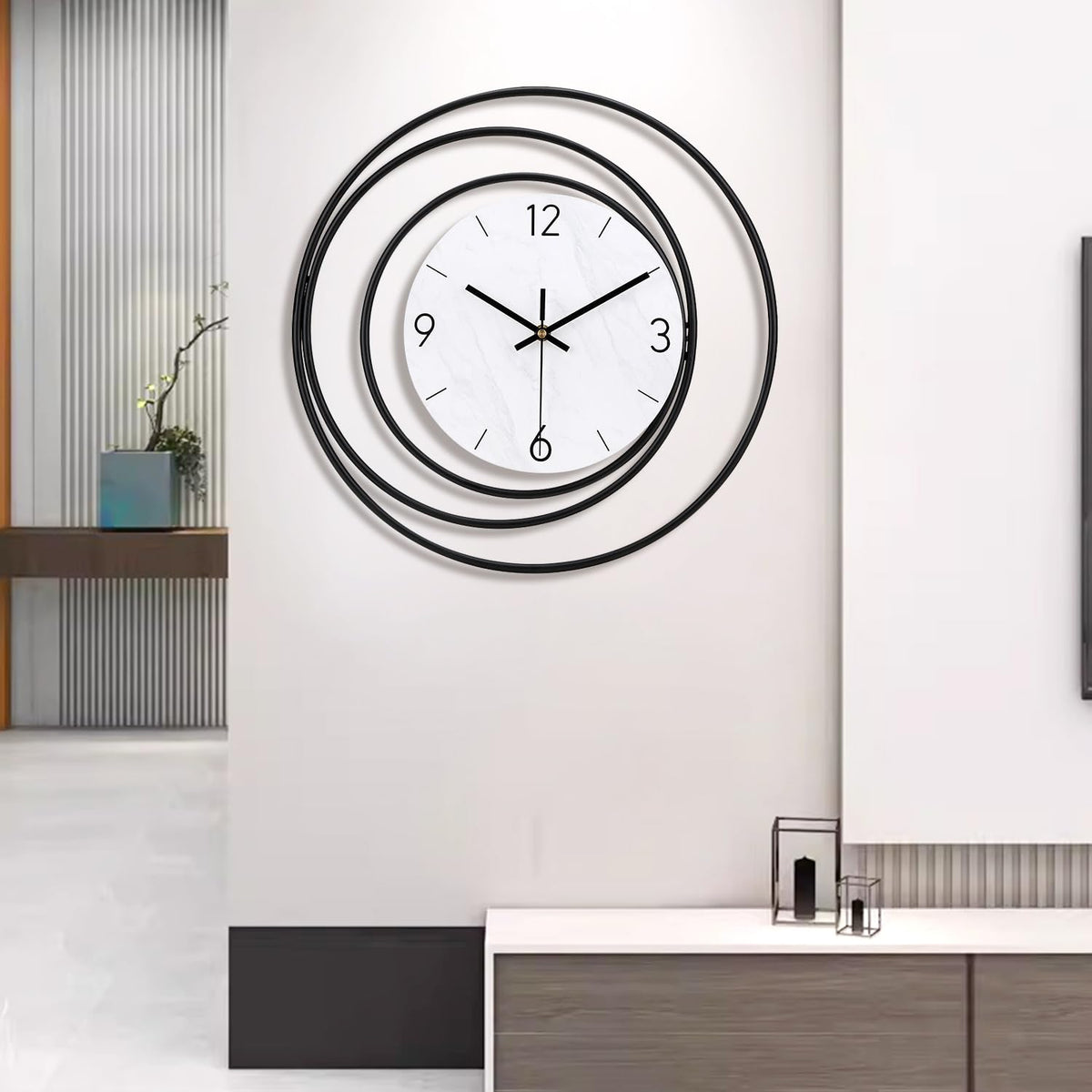 Dankeit 13inch Decorative Wall Clock, Silent Non-Ticking Quality Quartz Battery Operated, Large Wall Clock for Living Room Kitchen Home Bathroom Bedroom Wall Decor, Black