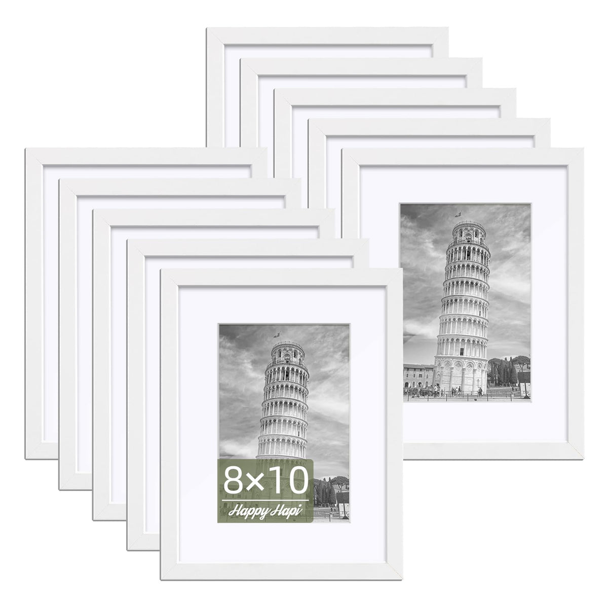 HappyHapi 4x6 Picture Frame Set of 10, Wall or Tabletop Display, Black