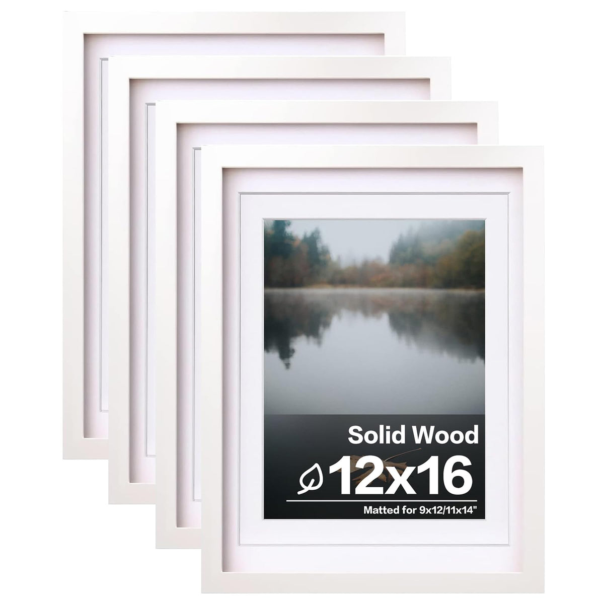 Egofine 8x10 Picture Frames Set of 4, Made of Solid Wood Covered by Plexiglass 4x6 and 5x7 with Mat or 8x10 without Mat, for Table Top Display and Wall Mounting Photo Frame White