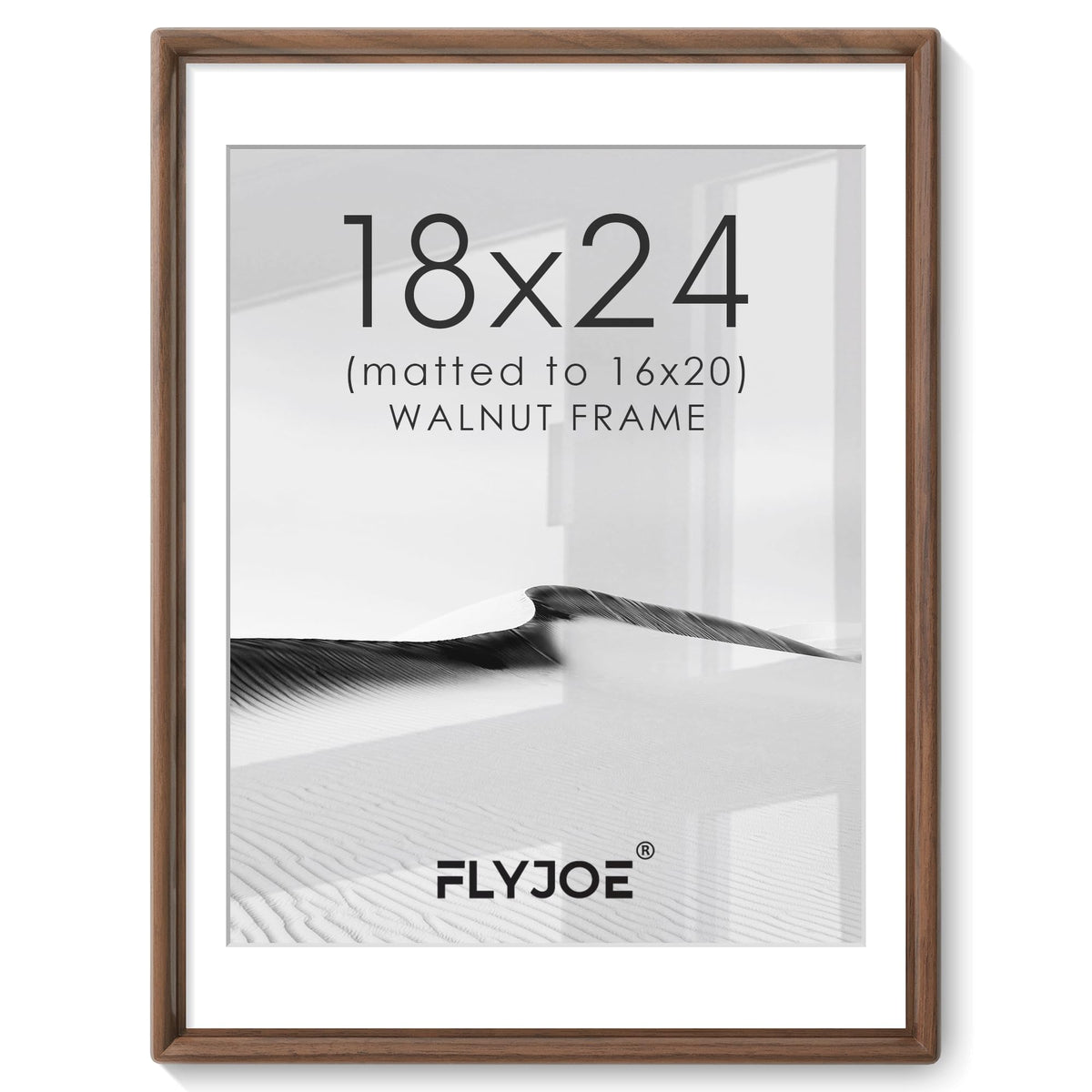 FLYJOE 11x14 Picture Frame, Solid Walnut Wood Frame with Mat for 8x10 Photo