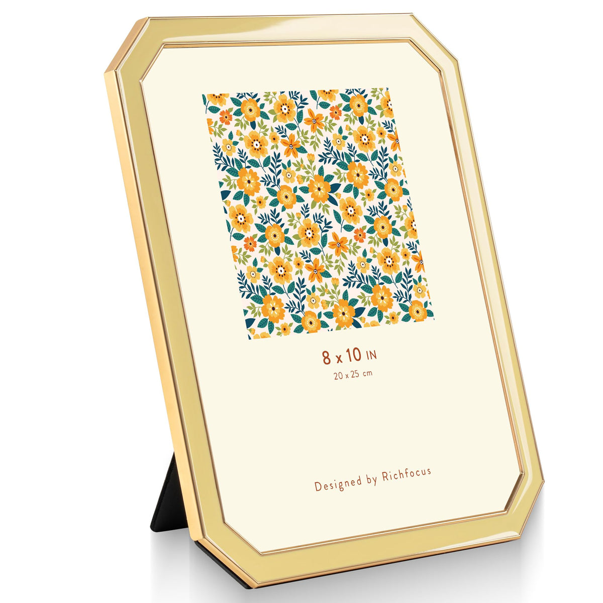 4x6 Enamel Picture Frame with HD-Tempered Glass, Display 3x5 Photo with Mat, Ornate Photo Frame with Gold Metal Edge & Velvet Back for Tabletop & Wall Mount Vertically or Horizontally Display, White