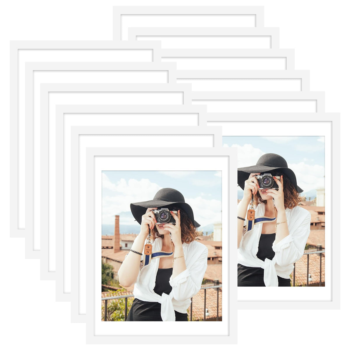 Picrit 8x10 Picture Frame Set of 12, Modern Gallery Wall Frames, Black