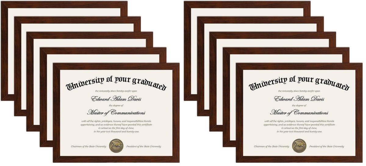 upsimples Certificate Frame, 8.5 by 11 Glass Diploma Frames, 5 Pack, Black