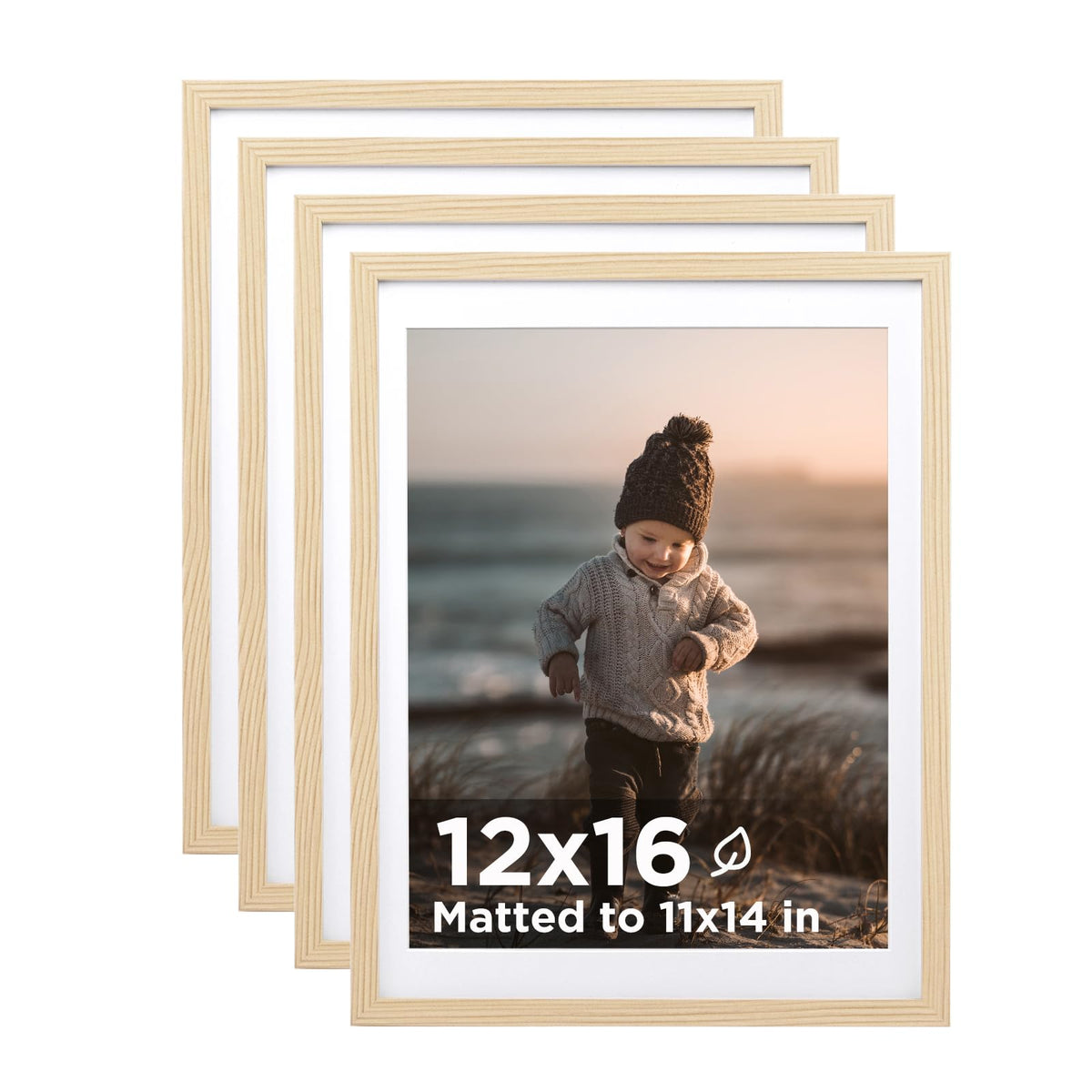 KINLINK 5x7 Picture Frame White Set of 4, Wooden Photo Frames Matted 4x6 with Plexiglass for 4x6 with Mat or 5x7 without Mat for Table and Wall Display