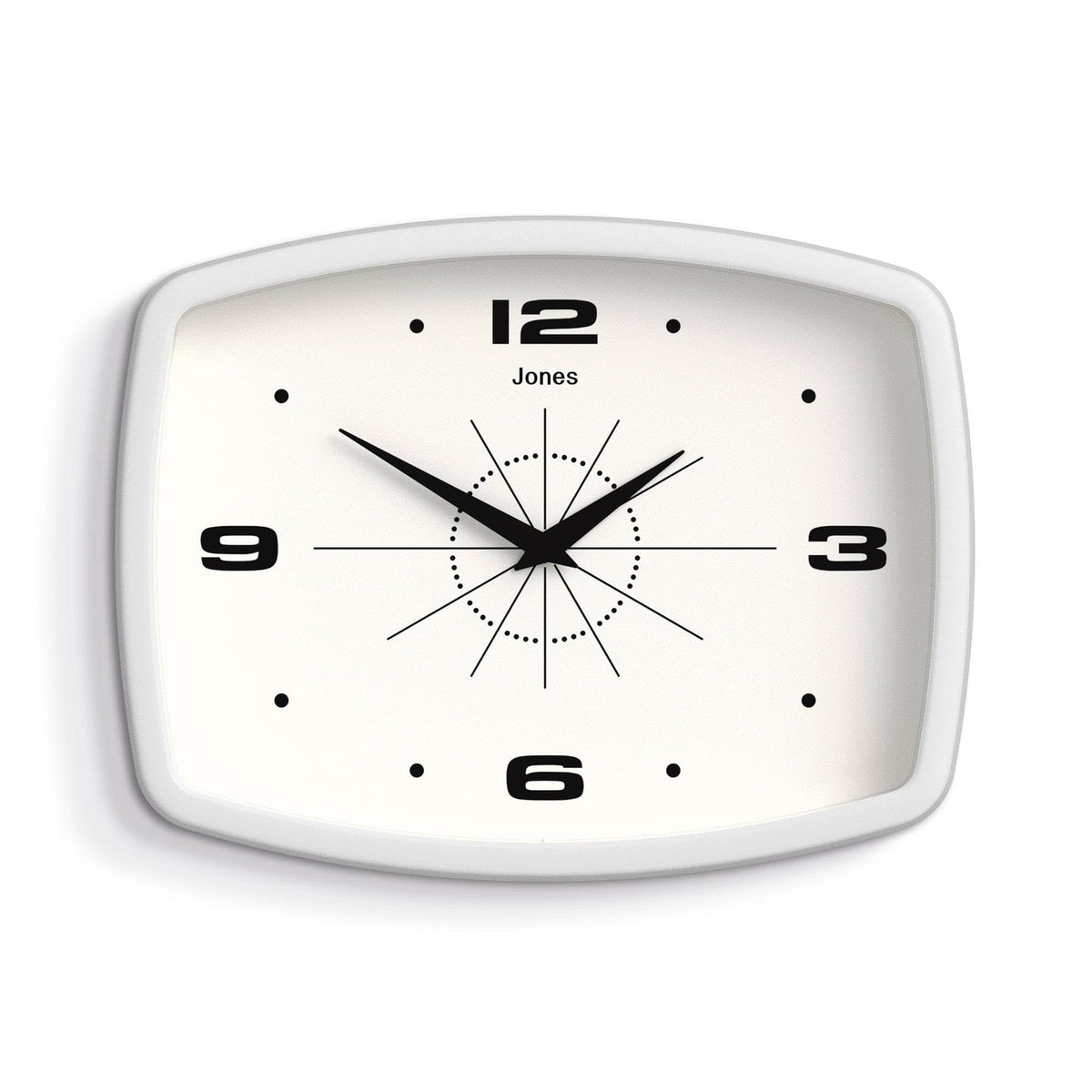 JONES CLOCKS® Movie wall Clock | Rectangular Retro Clock | 10" | Orange