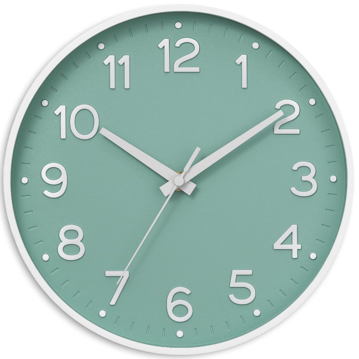 Roymnie 14 Inch Wall Clock Battery Operated Silent Non Ticking Green Analog
