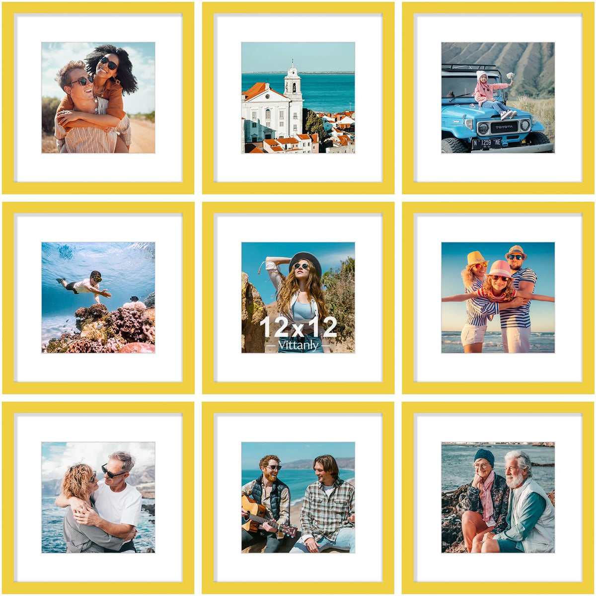 Vittanly 8x10 Picture Frames Set of 9 for Wall or Tabletop Display, Black