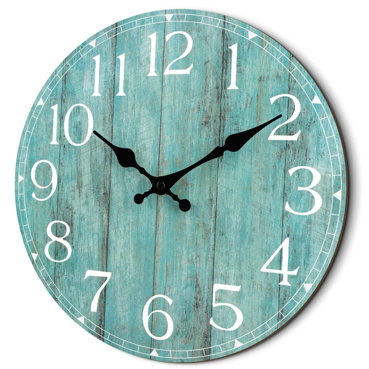 10 Inch Wall Clock, Silent Battery Operated Analog Clock, Blue