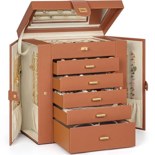 AKOZLIN 6-Tier Jewelry Box Organizer 5 Drawers Storage Black Regular