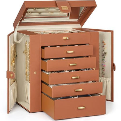AKOZLIN 6-Tier Jewelry Box Organizer 5 Drawers Storage Black Regular