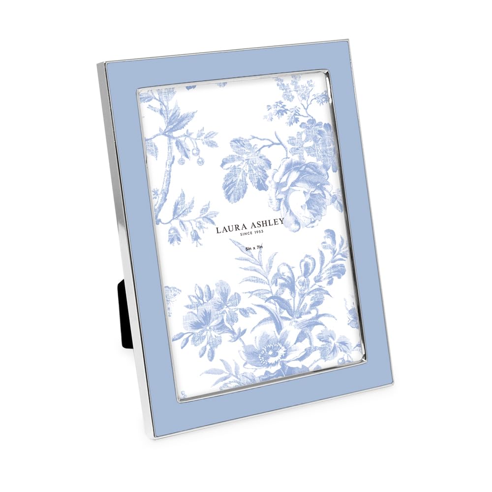 Laura Ashley 4x6 White Enamel Picture Frame, Gold Metal Edge w/Easel