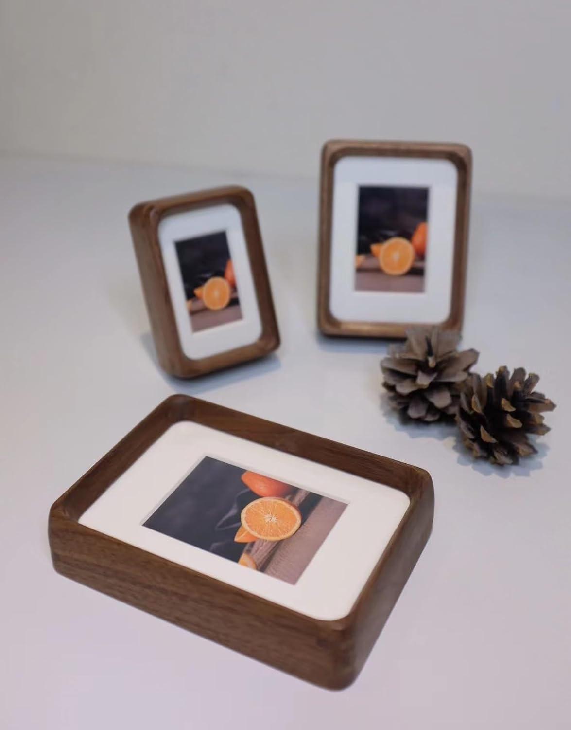 4x6 Picture Frame with 3x4 Mat - Rustic Farmhouse Walnut Wood Frame, Wall & Tabletop Display for Wedding Photos & Home Décor (4x6,Walnut)