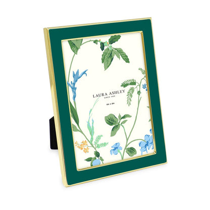 Laura Ashley 4x6 White Enamel Picture Frame, Gold Metal Edge w/Easel