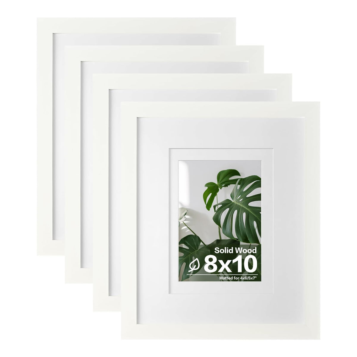 Egofine 11x14 Picture Frames 4 Pack Display Pictures 5x7/8x10 with Mat or 11x14 Without Mat Made of Solid Wood Covered by Plexiglass for Table Top Display and Wall Mounting Photo Frame, Light Brown