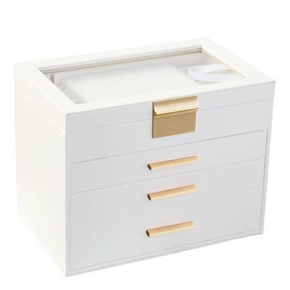 BOOVO Jewelry Boxes for Women, White and Black 6 Layer Large Jewelry Box for Necklace, Bracelet, Earrings, Rings Storage, Jewelry holder Organizer for Girls Gift (Champagne, 6 layer)