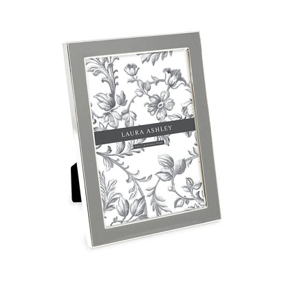 Laura Ashley 4x6 White Enamel Picture Frame, Gold Metal Edge w/Easel