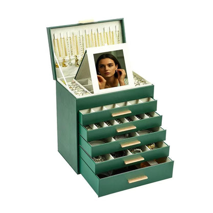 BOOVO Jewelry Boxes for Women, White and Black 6 Layer Large Jewelry Box for Necklace, Bracelet, Earrings, Rings Storage, Jewelry holder Organizer for Girls Gift (Champagne, 6 layer)