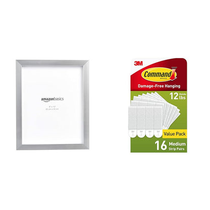 Amazon Basics Rectangular Photo Picture Frame, 8" x 10", Wall Hanging or Tabletop Display, Black, 2-Pack, Horizontal or Vertical