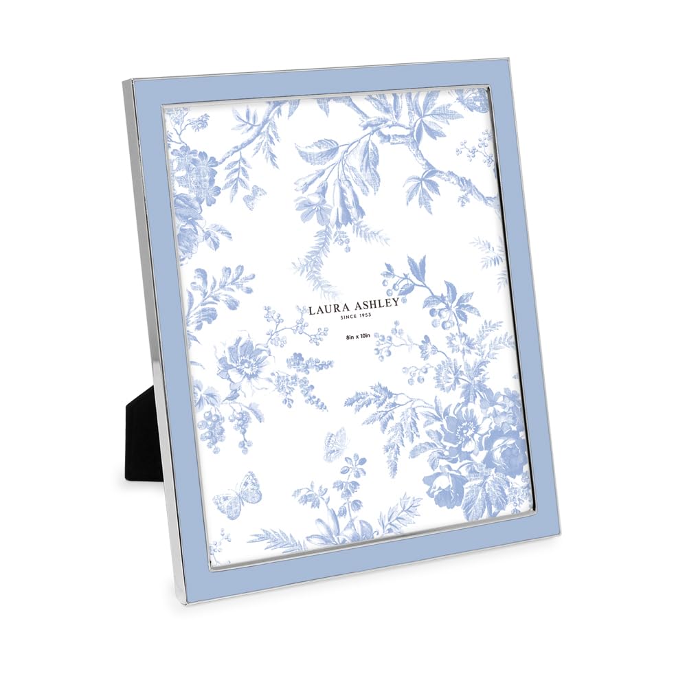 Laura Ashley 4x6 White Enamel Picture Frame, Gold Metal Edge w/Easel