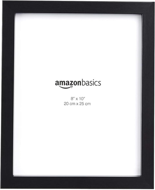 Amazon Basics Rectangular Photo Picture Frame, 8" x 10", Wall Hanging or Tabletop Display, Black, 2-Pack, Horizontal or Vertical