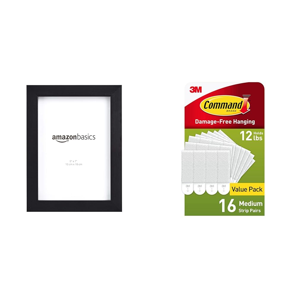Amazon Basics Rectangular Photo Picture Frame, 8" x 10", Wall Hanging or Tabletop Display, Black, 2-Pack, Horizontal or Vertical