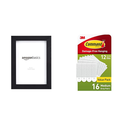 Amazon Basics Rectangular Photo Picture Frame, 8" x 10", Wall Hanging or Tabletop Display, Black, 2-Pack, Horizontal or Vertical