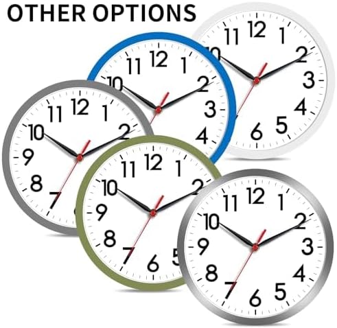 AKCISOT 8 Inch Wall Clock, Silent Battery Operated Analog Clock, Black