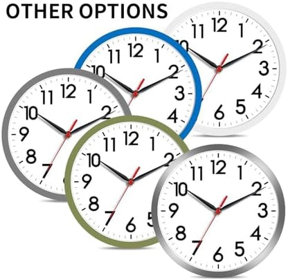 AKCISOT 8 Inch Wall Clock, Silent Battery Operated Analog Clock, Black