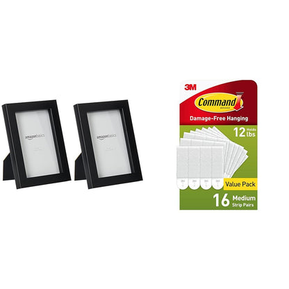 Amazon Basics Rectangular Photo Picture Frame, 8" x 10", Wall Hanging or Tabletop Display, Black, 2-Pack, Horizontal or Vertical