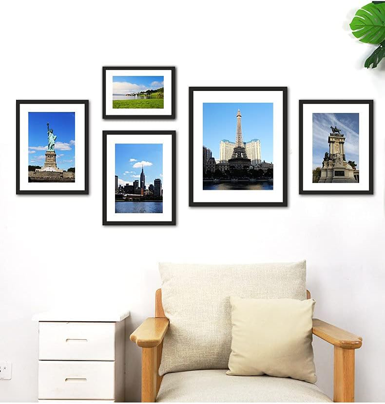 PEALSN 8x10 Picture Frame Set of 6,Wall or Tabletop Display,Black Woodgrain