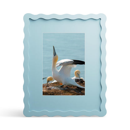 4x6 Picture Frame with Mat for 3.5x5, Wavy Edge Wooden Real Glass Photo Frame for Tabletop and Wall Hanging, Green, 1 Pack