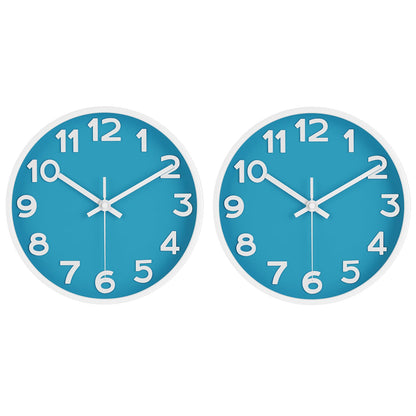 HIPPIH 10 Inch Wall Clock, 2Pack Silent Non Ticking Battery Operated Clocks