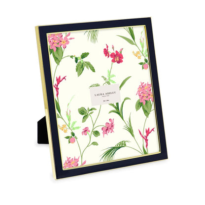 Laura Ashley 4x6 White Enamel Picture Frame, Gold Metal Edge w/Easel