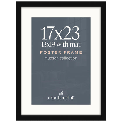 Americanflat 22x28 Poster Frame - Matted to 18x24 - Engineered Wood - Black