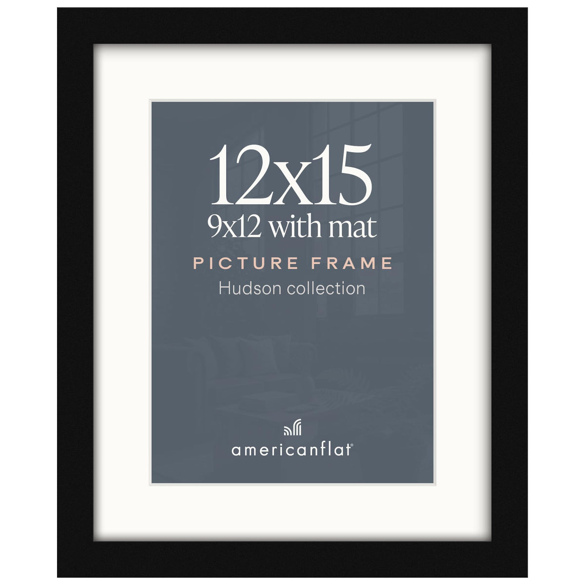 Americanflat 22x28 Poster Frame - Matted to 18x24 - Engineered Wood - Black