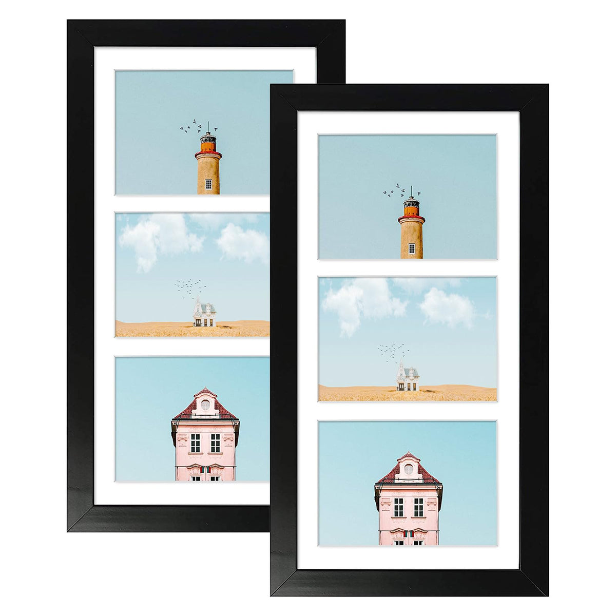 Golden State Art 9-Openings 4x6 Wood Collage Picture Frame Black