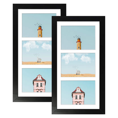 Golden State Art 9-Openings 4x6 Wood Collage Picture Frame Black