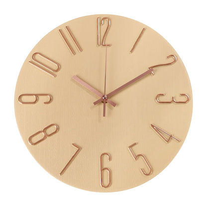 Wall Clock 12 Inch Silent Non-Ticking Imitation Wood Indoor Clock Round White Decor Clock Modern 3D Figures Quartz Wall Clocks for Home, Hotel, Office, School, Bedroom, Living Room, Kitchen