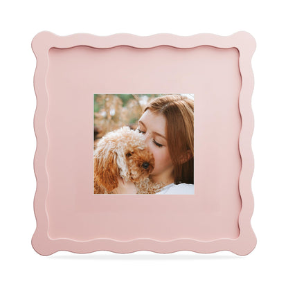 4x6 Picture Frame with Mat for 3.5x5, Wavy Edge Wooden Real Glass Photo Frame for Tabletop and Wall Hanging, Green, 1 Pack