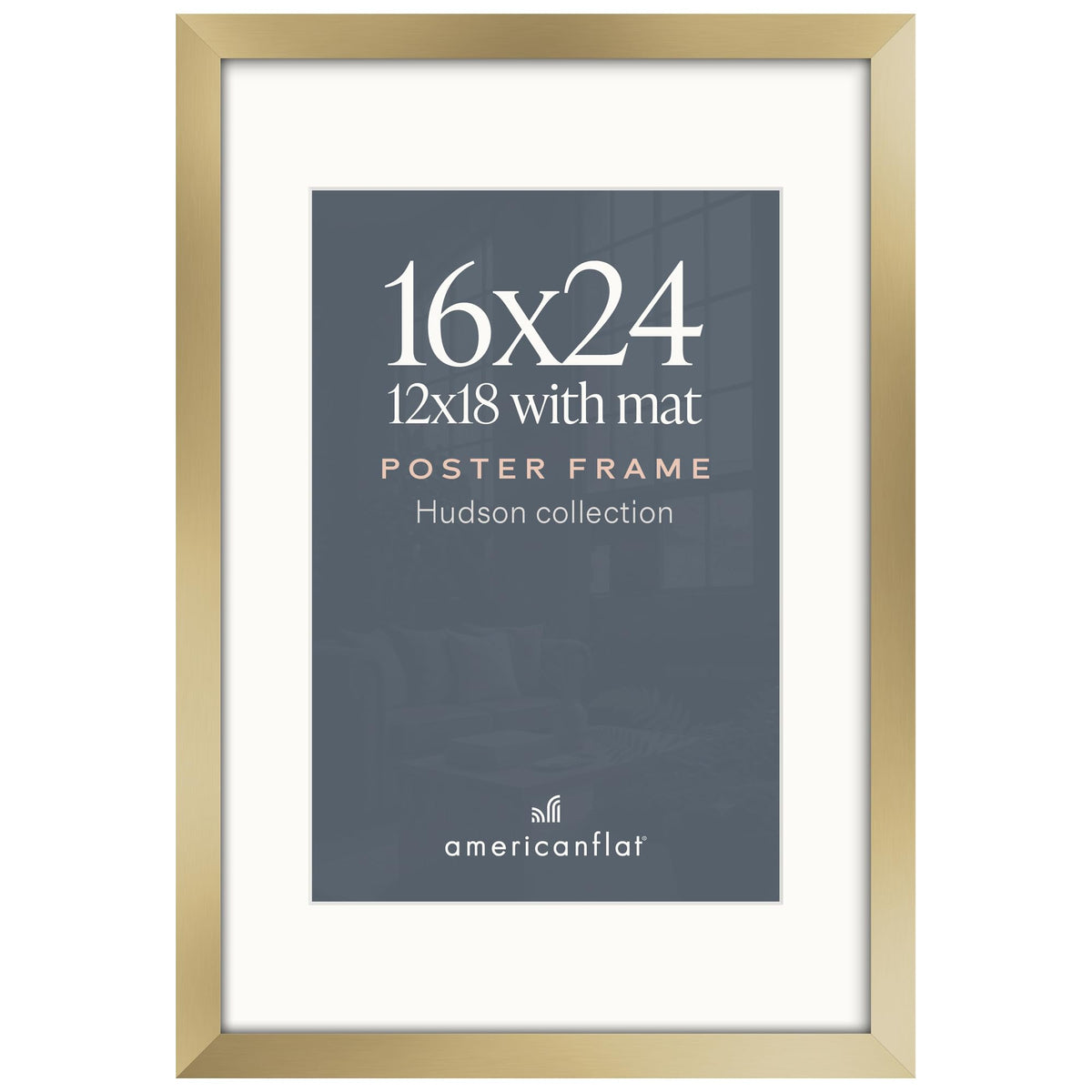 Americanflat 22x28 Poster Frame - Matted to 18x24 - Engineered Wood - Black