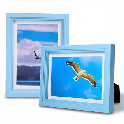 8x10 Wooden Picture Frame, Displays 8x10 Without Mat or 5x7 With Mat, Solid Wood Colorful Photo Frame for Wall Tabletop, Real Glass, Rustic Stepped Edge, 2 Pack, Brown