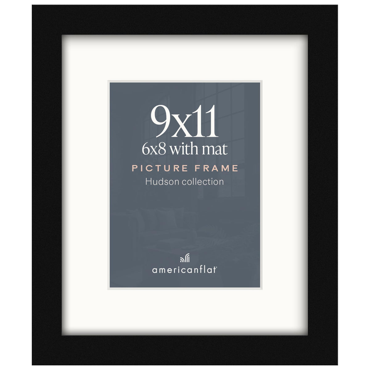 Americanflat 22x28 Poster Frame - Matted to 18x24 - Engineered Wood - Black