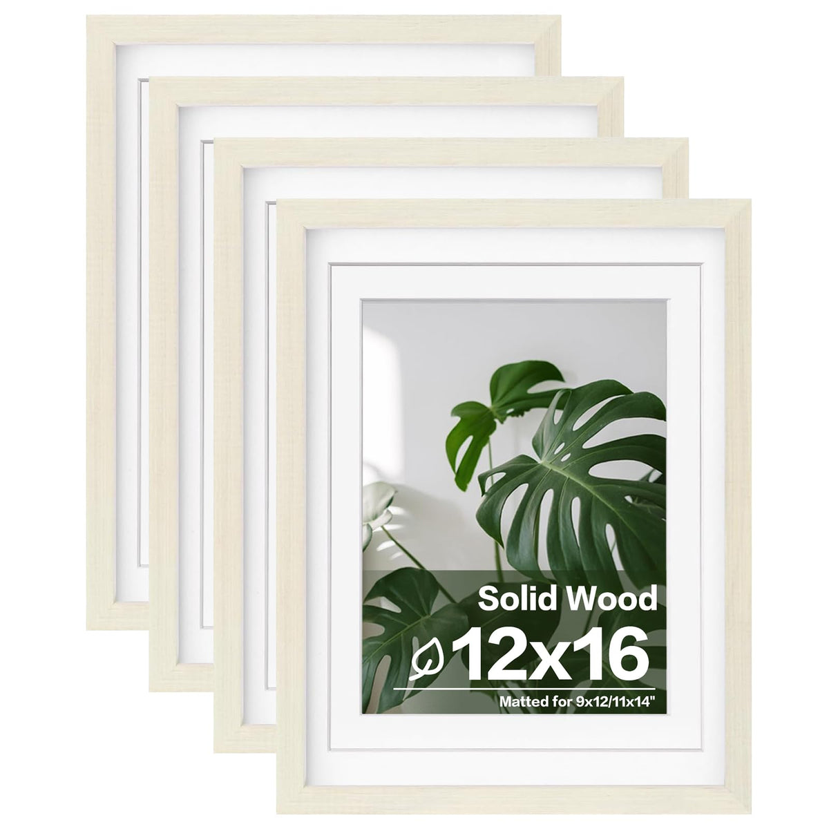 Egofine 8x10 Picture Frames Set of 4, Made of Solid Wood Covered by Plexiglass 4x6 and 5x7 with Mat or 8x10 without Mat, for Table Top Display and Wall Mounting Photo Frame White