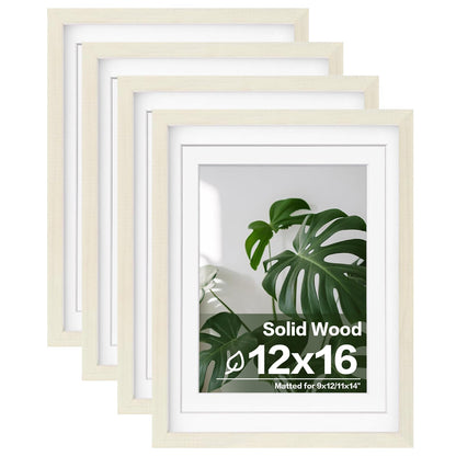 Egofine 8x10 Picture Frames Set of 4, Made of Solid Wood Covered by Plexiglass 4x6 and 5x7 with Mat or 8x10 without Mat, for Table Top Display and Wall Mounting Photo Frame White