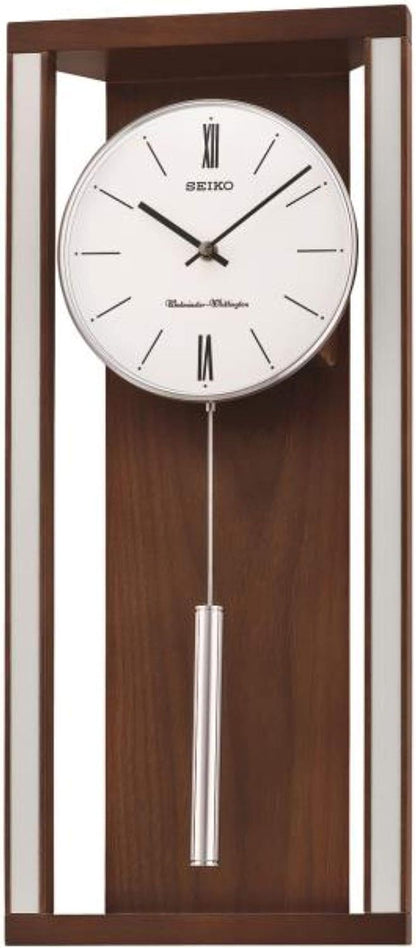 SEIKO Modern & Sophisticated Wall Clock with Pendulum and Dual Chimes