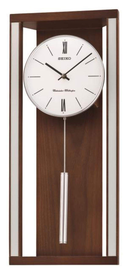 SEIKO Modern & Sophisticated Wall Clock with Pendulum and Dual Chimes